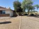 Gravel backyard with mature trees and partial fence at 3341 E Cochise Rd, Phoenix, AZ 85028