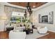 Inviting living room with ample natural light, refined decor, and backyard views, perfect for relaxation and entertainment at 3731 E Halifax Cir, Mesa, AZ 85205