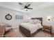 Cozy bedroom featuring a rustic wood bed frame, soft lighting, and a decorative clock at 4320 N 35Th St, Phoenix, AZ 85018