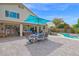Inviting backyard patio with a dining area, lounge chairs, a hot tub, and a sparkling pool for ultimate outdoor enjoyment at 1292 N Renee Ave, Gilbert, AZ 85234