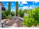 Lush backyard with mature trees, gravel, and privacy fencing at 13608 N 19Th Pl, Phoenix, AZ 85022