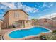 Backyard showcasing a refreshing pool, covered patio, and well-maintained landscaping, perfect for relaxation at 22672 W Solano Dr, Buckeye, AZ 85326