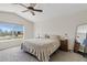 Spacious bedroom with large window providing ample natural light and a view of the golf course at 706 N El Dorado Dr, Gilbert, AZ 85233