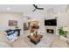 Spacious living area featuring a fireplace, an open floor plan, and neutral decor, ideal for a modern lifestyle at 12730 N 90Th Way, Scottsdale, AZ 85260