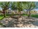 Community park featuring mature trees, picnic tables, benches, and paved walking paths for recreation at 18542 W Valerie Dr, Surprise, AZ 85374