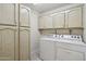 Convenient laundry room with washer, dryer, and ample storage cabinets at 2055 N 56Th St # 15, Mesa, AZ 85215