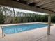 Inviting backyard pool is surrounded by lush landscaping and a covered patio, creating a private oasis at 4801 E Sheena Dr, Scottsdale, AZ 85254