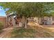 View of backyard featuring mature tree and shed with space for outdoor activities at 1179 E Cordova Ave, Casa Grande, AZ 85122