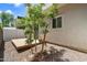 Private backyard with a small deck and a small tree providing shade at 3010 N 37Th St # 6, Phoenix, AZ 85018