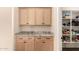 Walk-in pantry with ample shelving and countertop space for efficient storage at 3408 E Daley Ln, Phoenix, AZ 85050