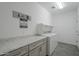 Practical laundry room with a modern washer and dryer, storage space, and countertop for folding at 116 E Santa Lucia Ln, Queen Creek, AZ 85140