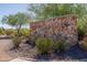 Stone Foothills Center sign surrounded by desert plants and shrubs indicates the neighborhood entrance at 11875 W Lone Tree Trl, Peoria, AZ 85383