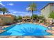 Community pool with sun loungers and palm trees, offering a relaxing retreat for residents at 2237 S Jacana Ln, Gilbert, AZ 85295