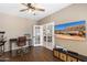 Stylish home office with hardwood floors, a ceiling fan, and a view of the entertainment area at 2239 N Calvin --, Mesa, AZ 85207