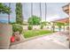 Landscaped backyard features a covered patio, pool, and well-maintained lawn area for relaxation and entertainment at 2329 W Keating Ave, Mesa, AZ 85202