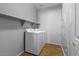 Functional laundry room with modern washer, dryer and convenient shelving at 5402 S 54Th Ln, Laveen, AZ 85339