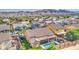 Aerial view of a single-Gathering home featuring a swimming pool and mountain views in the background at 710 W Ardmore Rd, Phoenix, AZ 85041