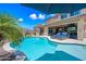 Beautiful pool and patio area for outdoor entertaining and features a basketball hoop at 2387 E Runaway Bay Pl, Gilbert, AZ 85298