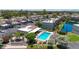 A charming community with a refreshing pool and scenic lake views is revealed in this high-angle shot at 2524 S El Paradiso Dr # 82, Mesa, AZ 85202