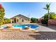 Backyard pool area features gravel landscaping, a patio, and two concrete bowl features at 4214 W Marco Polo Rd, Glendale, AZ 85308