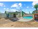 Backyard featuring a pool area, patio, and fenced yard at 4346 W Mescal St, Glendale, AZ 85304