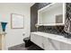 Contemporary bathroom with a unique floating vanity and modern fixtures at 5402 E Cortez Dr, Scottsdale, AZ 85254