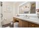 Bathroom with vanity, toilet, and an illuminated mirror reflecting the shower at 5402 E Cortez Dr, Scottsdale, AZ 85254