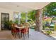 Covered patio featuring a spacious dining area and a view of the lush backyard at 5402 E Cortez Dr, Scottsdale, AZ 85254