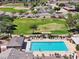 Aerial view of the community pool and green space at 2096 S Moccasin Trl, Gilbert, AZ 85295