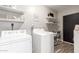 Functional laundry room featuring modern appliances and ample shelving for organized storage at 3010 E Yucca St, Phoenix, AZ 85028