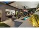 Inviting outdoor space with a sparkling water feature and seamless indoor-outdoor living at 33667 N 71St Way, Scottsdale, AZ 85266