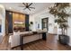 Comfortable living room featuring modern decor, a wooden accent wall, and sleek furnishings at 33667 N 71St Way, Scottsdale, AZ 85266
