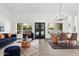 Beautifully furnished living room featuring modern furniture and stylish decor with views of backyard at 3102 E Desert Broom Way, Phoenix, AZ 85048