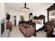 Spacious main bedroom featuring a dark wood bed set and a ceiling fan at 36674 N Vasari Dr, Scottsdale, AZ 85262