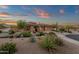 Desert landscaping with mature plants, trees, and a view of the two-car garage at 14708 E Canyoncrest Ct, Fountain Hills, AZ 85268