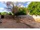 Large desert landscaped backyard with block wall and mature trees at 2149 E Hermosa Vista Dr, Mesa, AZ 85213