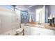 Stylish bathroom with a walk-in shower, vanity, and modern fixtures at 26391 N 79Th Dr, Peoria, AZ 85383