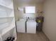 Convenient laundry area with a washer, dryer, and water heater, located inside the home with added storage at 3216 E Campo Bello Dr, Phoenix, AZ 85032