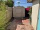 Backyard shed featuring brick ground and plants at 1718 E Gaylon Dr, Tempe, AZ 85282