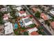 Aerial view of home featuring a pool and patio, marked with a red border at 5438 E Lupine Ave, Scottsdale, AZ 85254