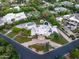 Aerial view of a sprawling property with solar panels, lush landscaping, and a circular driveway at 6611 N 64Th Pl, Paradise Valley, AZ 85253