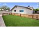 The backyard features well kept artificial turf and a wooden fence at 901 E Hearn Rd, Phoenix, AZ 85022