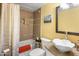 Bathroom with shower/tub combination and large unique vessel sink at 901 E Hearn Rd, Phoenix, AZ 85022