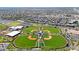 Stunning aerial view of a baseball complex surrounded by a beautiful neighborhood and landscape at 2402 E 5Th St # 1520, Tempe, AZ 85288