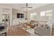 Comfortable living area with built in shelves, shutters, and modern decor at 3400 S Whetstone Pl, Chandler, AZ 85286