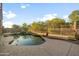 Inviting backyard pool with waterfall feature, surrounding landscaping, and fenced perimeter at 4281 S Tecoma Trl, Gold Canyon, AZ 85118