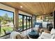 Cozy living area with a fireplace and bar area, featuring sliding glass doors to the backyard at 5630 E Peak View Rd, Cave Creek, AZ 85331