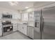 Modern kitchen with stainless steel appliances, stylish cabinetry, and a functional layout at 5817 S Siesta Ln, Tempe, AZ 85283