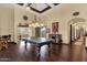 Recreational game room with a ping pong table, hardwood floors, and elegant design at 15536 E Heavenly Vista Trl, Fountain Hills, AZ 85268