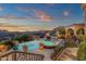 Stunning outdoor area with pool, spa, sunset views, and desert landscape at 15536 E Heavenly Vista Trl, Fountain Hills, AZ 85268